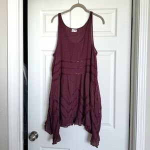 Free People Voile Slip Dress - Burgundy Polka Dot - L